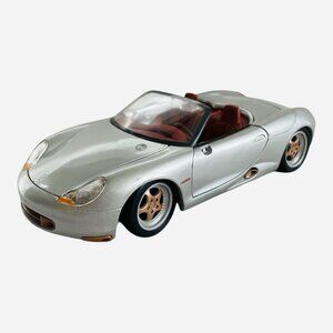 Vintage Maisto 1:18 Diecast 1997 Porsche Boxster Silver Red Interior Model Car